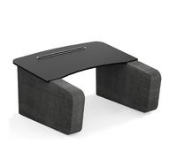 QVK Escritorio PortáTil con Reposabrazos, Mesa ErgonóMica para PortáTil, DiseñO Desmontable con Ranuras, Ideal para Leer, Trabajar, Jugar Y Tejer.-Dark Wood