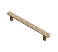 QVK Juego de 6 lineales martilleados manijas del gabinete, aleación de zinc cajón tira con un acabado cepillado electrochapado. Manijas de puerta de alta estética-Bronze||M