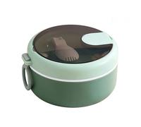 QVK Juego de tazón de ensalada de doble capa, incluye una cuchara de tenedor y tapa, es a prueba de fugas y hermético, tiene asas de estilo de oreja de doble cara-Green