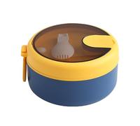 QVK Juego de tazón de ensalada de doble capa, incluye una cuchara de tenedor y tapa, es a prueba de fugas y hermético, tiene asas de estilo de oreja de doble cara-Yellow