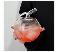 QVK Vaso de cóctel con forma de pera de manzana, vaso de cóctel creativo con pajita, adecuado para agua, jugo, cerveza, bebidas, cócteles y bebidas mixtas (manzana)