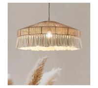 QWAXTRIW Lámpara Colgante Retro de ratán nórdico, lámpara Colgante Hecha a Mano para Sala de Estar, Dormitorio, Restaurante (D40cm)