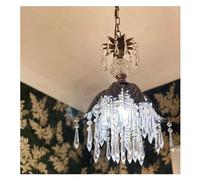 QWAXTRIW Pastoral Francesa Retro Restaurante Cristal Lámpara pequeña Medieval Cabecera Guardarropa Pasillo Porche Iluminación Colgante de latón (cambiable)