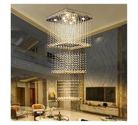 QWAXTRIW Sala de Estar dúplex Lámpara Grande Lámpara Cuadrada Hotel Villa Habitación de construcción Propia Escalera Hueca de Cristal Creativa Moderna Colgante de línea Larga (W50X50X100CM)