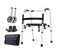 QWAXTRIW Walkers, plegable tor tor doblando el caminante ligero, con 2 ruedas y asiento y bolsa, seniors de aluminio en vertical caminante rodante, asistencia de paso de altura ajustable para