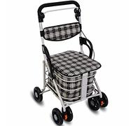 QWAXTRIW Walkers, plegable tor tors asiento de caminante de cuatro ruedas y canasta de compras altura altura ajustable liviano y palanca de freno de diseño segura plegable y portátil