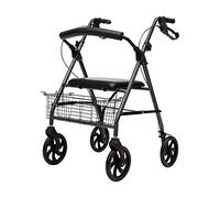 QWAXTRIW Walkers, Tor Walker con asiento y frenos, caminando e con canasta y ruedas plegables Walker para personas mayores, acero inoxidable E, brazos ajustables
