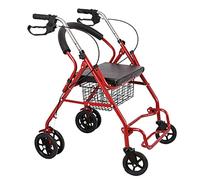 QWAXTRIW Walkers, tor Walker, marco de caminata plegable con asiento conmovedor y respaldo de 4 grandes ruedas Ayuda de movilidad para handicap para ancianos para adultos mayores con frenos
