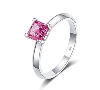 QWdfgS anillo de diamantes, Anillo de compromiso moissanita 2 quilates con corte princesa, color D, VVS1, blanco/verde/rosa, aniversario, promesa boda, anillos for mujer certificado(Pink,9)