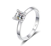 QWdfgS anillo de diamantes, Anillo de compromiso moissanita 2 quilates con corte princesa, color D, VVS1, blanco/verde/rosa, aniversario, promesa boda, anillos for mujer certificado(White,6)