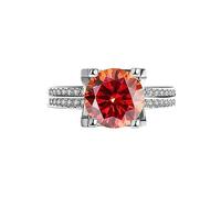 QWdfgS anillo de diamantes, Anillos de boda moissanita 3 quilates for mujer, color D VVS1, anillos diamantes plata ley 925, compromiso rojo/verde/rosa con certificado(Red,6.5)