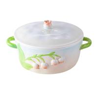 QWdfgS Cuenco de cerámica para fideos, Cuenco de cerámica for fideos instantáneos, cuenco grande for ramen con tapa y soporte for teléfono. Tazón sopa Pho/Udon/Miso, tazón hondo