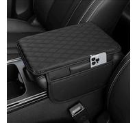 QWEDFSD Funda de cojín para Coche reposabrazos paraFiat Scudo 2022-2024 2025,Piel de Microfibra Impermeable Bolsa Almacenamiento en Ambos Lados Cojín de apoyabrazos,A/Black