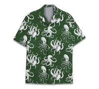 QWEFVB - Camisa hawaiana para hombre y mujer, camisa de playa de verano con botones, manga corta, diseño divertido de aloha, estilo casual, Pulpo, L