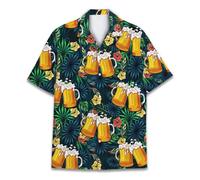 QWEFVB Camisa hawaiana para hombre y mujer, divertida camisa hawaiana para hombre, verano, playa, Aloha, manga corta, botón casual, Cerveza, S