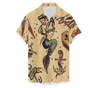 QWEFVB Camisas de bolos para hombre, camisa hawaiana grande y alta, retro, con botones, vintage, Guayabera Camp, 1 a C8 Retro, 6XL