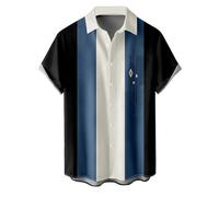 QWEFVB Camisas de bolos para hombre, camisa hawaiana grande y alta, retro, con botones, vintage, Guayabera Camp, D9 Retro, 5XL