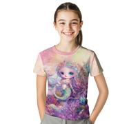 QWEFVB Camisetas de manga corta para niños y niñas, camisetas gráficas para primavera y verano, ranas verdes, 11-12 años, Princesa sirena, 5-6 años