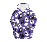 QWEFVB Divertidas sudaderas con capucha de Halloween para niños y niñas, colores vibrantes, suaves, con cremallera, para fiesta de Halloween, Ghost B, S