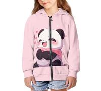 QWEFVB Sudadera con capucha y cremallera completa para niñas de 6 a 16 años, 0 Cute Panda, L
