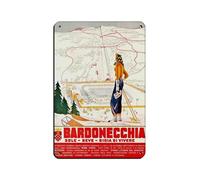 QWEJGFA Bardonecchia Turín Italia Esquí Montañas Montañas Vintage Retro Cartel Metal Cartel de Estaño Arte Chic Retro Pintura Hierro Bar Gente Cueva Cafe Familia Garaje Póster Decoración de Pared