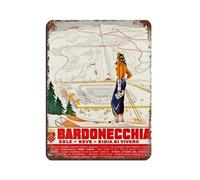 QWEJGFA Bardonecchia Turín Italia Esquí Montañas Vintage Cartel de metal vintage Pub Club Cafe Bar Home Wall Art Poster Retro 30 x 40 cm