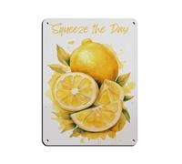 QWEJGFA Cartel de metal vintage con estampado de limón Squeeze The Day, para pub, club, cafetería, bar, decoración de pared, póster retro de 30 x 40 cm