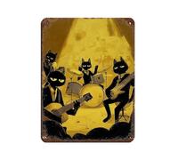 QWEJGFA Cool Black Cats - Póster retro de metal con diseño de banda de música de Cazz, arte elegante, pintura de hierro, bar, cueva de personas, cafetería, garaje, póster decorativo de pared, 30 x 40