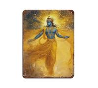 QWEJGFA Krishna Art - Póster retro del Señor Krishna de metal, letrero de estaño, arte elegante, retro, pintura de hierro, bar, cueva de personas, cafetería, garaje, póster decorativo de pared, 30 x