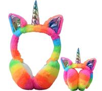 QWEPU Orejeras de invierno para exteriores, Arcoíris Ajustable orejeras,Orejeras de invierno para Niñas,cubiertas de oreja peludas protección,Accesorio de invierno para Mantener Caliente… (orange)