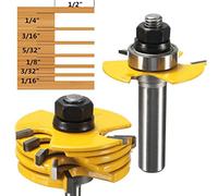 Qwertfeet 2 unids Slot Cutter 3 Wing Router Bit 1/2 y 1/4 pulgadas herramienta de carpintería ajustable