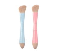 Qwertfeet Brocha de Maquillaje de Doble Punta 4 en 1 Brocha Cosmética de Viaje Retráctil Brocha de Esponja Correctora Multifuncional para Sombra de Ojos