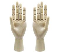 Qwertfeet Maniquí de Dibujo de Artista de Madera Maniquí Articulado con Dedos Flexibles de Madera 2 Piezas (10 Pulgadas-Mano Izquierda Mano Derecha)