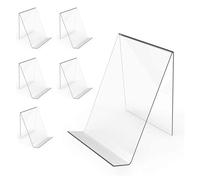 Qwertfeet Paquete de 6 Soportes de Acrílico para Libros, Caballete de Exhibición de Libros Transparente, Soporte de Acrílico para Libros para Exhibir Cómics, Álbumes
