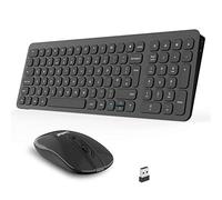 QWERTY UK - Juego de teclado y mouse inalámbricos, mouse USB inalámbrico y teclados compactos para computadora, diseño QWERTY UK para laptop HP/Lenovo y Mac-Silver