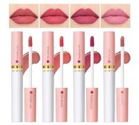 Qwesure Xixi Juego de 4 brillos de labios mate con fórmula impermeable y no se decolora, brillo de labios mate aterciopelado, fácil aplicación de color, brillo de labios duradero 24 horas (set #1)