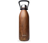 Qwetch - Botella Térmica Grande Inox 1,5L Wood Titan - 48h Frío y 16h Caliente - Hermética & Sin BPA - Cantimplora de Acero Inoxidable con Asa - Termo para Camping, Picnic, Familia
