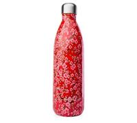 Qwetch - Botella Térmica Originals Acero Inoxidable 1L Flowers Rojo - 24h Frío y 12h Caliente - Hermética, Sin BPA y Reutilizable - Botella Isotérmica para Gimnasio, Oficina, Viajes y Senderismo