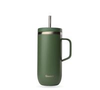 QWETCH - Cold Cup 600 ml con mango y pajita - 24 h helado y 12 h frío - Caqui - Botella térmica de acero inoxidable
