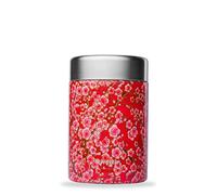 Qwetch - Fiambrera Isotérmica Flowers Roja 600ml - Caja de Comida de Acero Inoxidable - 5h Caliente y 7h Fría - Sin BPA, Resistente al Agua- Lunch Box para oficina, picnic, senderismo