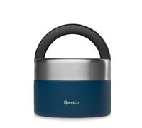 QWETCH - Fiambrera Isotérmica Inox con Asa - Acero Inoxidable 650ml Azul Noche - Caja Almuerzo 5h Caliente y 7h Fría - Hermética, Sin BPA y Reutilizable - Lunch Box para Oficina, Picnic, Senderismo