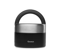 QWETCH - Fiambrera Isotérmica Inox con Asa - Acero Inoxidable 650ml Negro - Caja Almuerzo 5h Caliente y 7h Fría - Hermética, Sin BPA y Reutilizable - Lunch Box para Oficina, Picnic, Senderismo