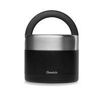 QWETCH - Fiambrera Isotérmica Inox con Asa - Acero Inoxidable 850ml Negro - Caja Almuerzo 5h Caliente y 7h Fría - Hermética, Sin BPA y Reutilizable - Lunch Box para Oficina, Picnic, Senderismo