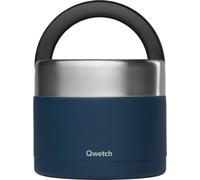 QWETCH - Fiambrera Isotérmica Inox con Asa - Acero Inoxidable 850ml Azul Noche - Caja Almuerzo 5h Caliente y 7h Fría - Hermética, Sin BPA y Reutilizable - Lunch Box para Oficina, Picnic, Senderismo