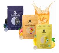 Qwetch SOLID DRINKS BIO - 36 pastillas de hidratación con vitamina C y B - Sin azúcar, sin calorías, limón, fruta de la pasión, mango, arándanos moras, veganos, sin calorías