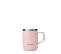 QWETCH - Taza Térmica de Acero Inoxidable Reciclado con Asa 350 ml Rosa Pastel - Taza Térmica para Café y Té - Mantiene 6h Caliente & 12h Frío - Tapa Deslizante Antiderrames & Compatible con Infusores