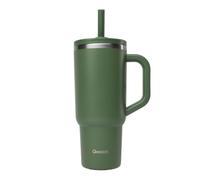 QWETCH Taza Térmica de Viaje 900ml Estanca con Pajita Plegable - Taza Térmica de Acero Inoxidable Reciclado con Asa - Mantiene 48h Helado / 12h Frío - Termo Térmico - Botella Térmica Compatible con