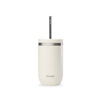 QWETCH - Vaso Térmico Cold Cup 470ml con Pajita Inox Arena - 24h Bebidas Heladas - Acero Inox Reciclado - Antisalpicaduras - Ideal para Café Frío, Bubble Tea y Agua Saborizada