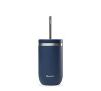 QWETCH - Vaso Térmico Cold Cup 470ml con Pajita Inox Azul Noche - 24h Bebidas Heladas - Acero Inox Reciclado - Antisalpicaduras - Ideal para Café Frío, Bubble Tea y Agua Saborizada