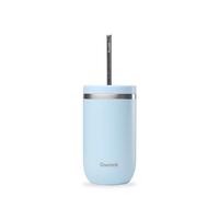 QWETCH - Vaso Térmico Cold Cup 470ml con Pajita Inox Azul Pastel - 24h Bebidas Heladas - Acero Inox Reciclado - Antisalpicaduras - Ideal para Café Frío, Bubble Tea y Agua Saborizada